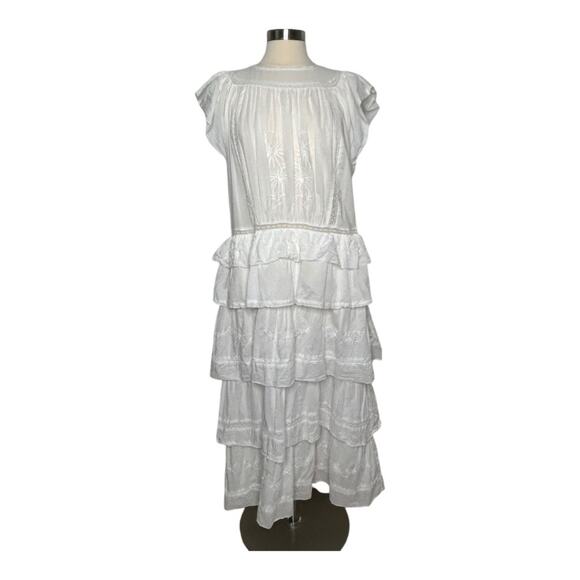 Banana Republic White Selene Embroidered Midi Dress Size Large - Picture 2 of 16